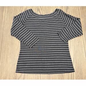 GAP Gray Striped 3/4 Sleeve Tee XL